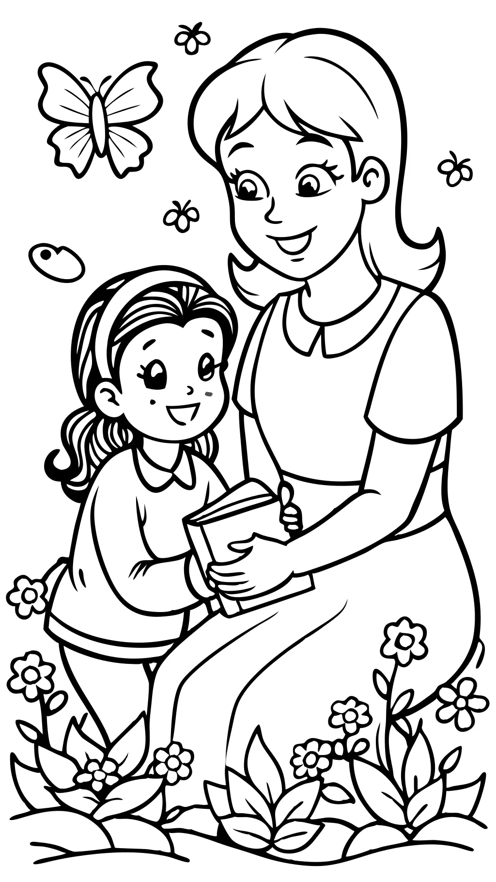 coloring pages of mother and daughter